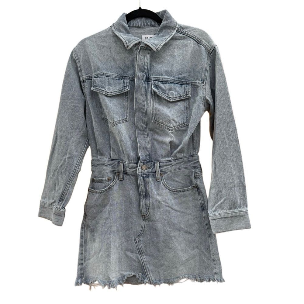 Pistola Women's NINA Long Sleeve Blue Jean Mini Denim Dress Size Small - Picture 5 of 8
